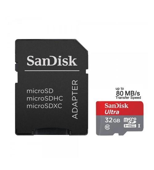 SanDisk Ultra microSDHC UHS-I 80MB/s 32GB (with Adapter)